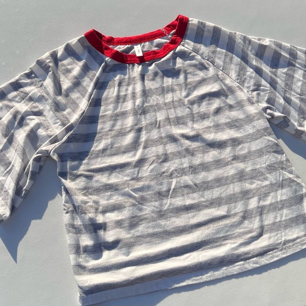 Striped Gray and Red Women's Crop Top